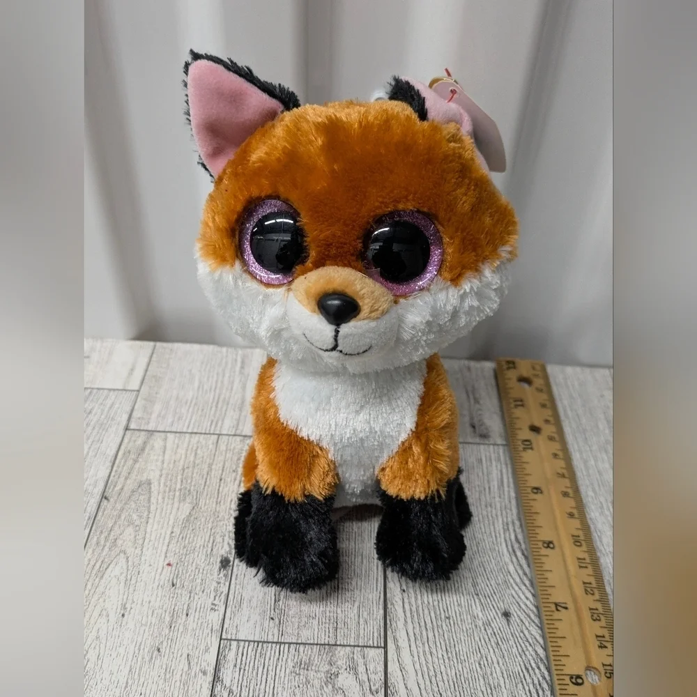 Ty Slick Stuffed Animal Fox - Orange, White, Black